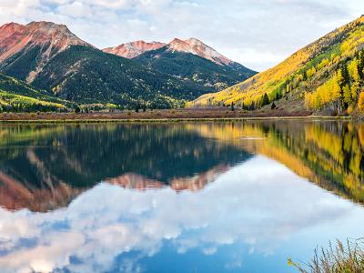 Crystal Lake Sunrise Reflections Panorama (Click for full width)