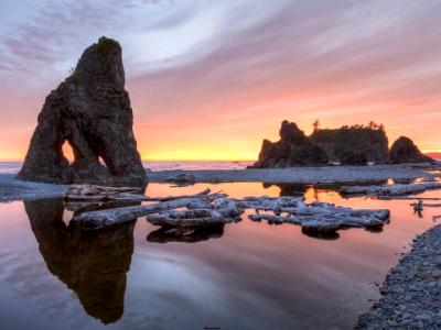 Ruby Beach Seastack Sunset