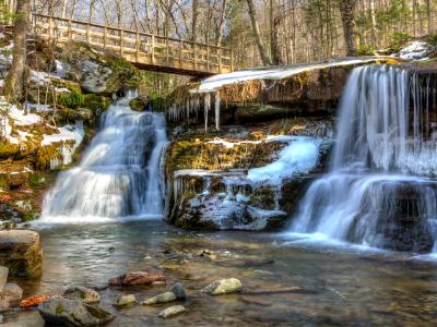 West Kill Falls and Spruceton Trail Bridge