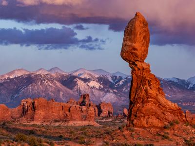 Balanced Rock Purple Mountain Sunset