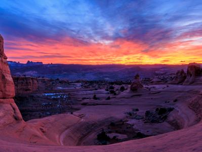 Delicate Arch Vivid Sunset Panorama