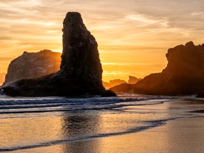 Sea Stacks Golden Silhouette