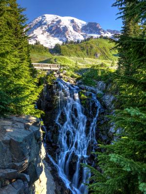 Myrtle Falls and Mt. Rainier