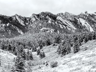 Pre-Dawn South Flatirons WIde Panorama (Click for full width)