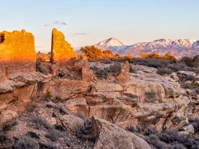 Hovenweep Castle and Sleeping Ute Mountain (click for full width)