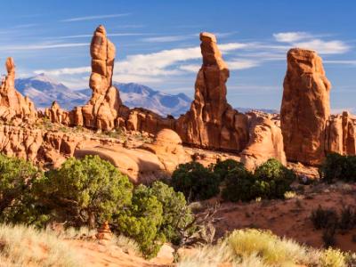 Marching Men and La Sal Mountains