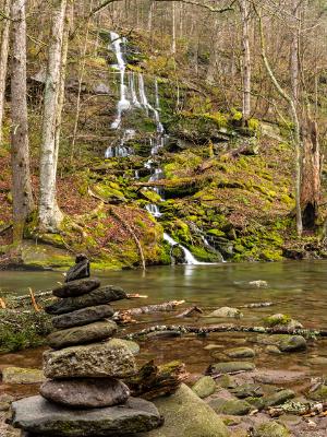 Waterfalls and Rock Cairn on Rondout Creek