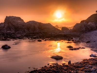 Battery Point Coastal Foggy Sunset