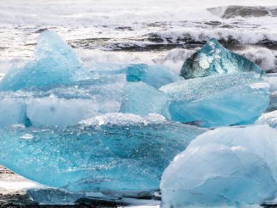 Blue Ice at Jokulsarlon Beach