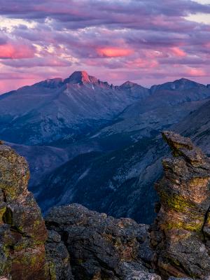 Rock Finger Longs Peak at Sunset