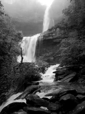 Foggy Kaaterskill Falls (B&W)