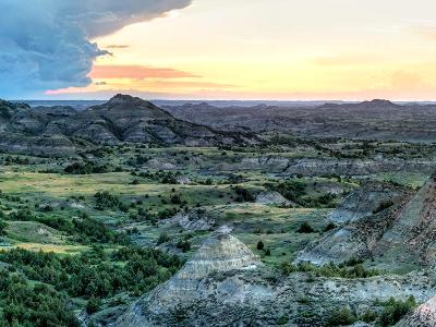 Painted Canyon Sunset Panorama (Click for full width)