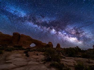 Purple Milky Way over North Window Trail