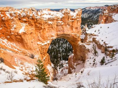 Snowy Bryce Canyon Natural Arch