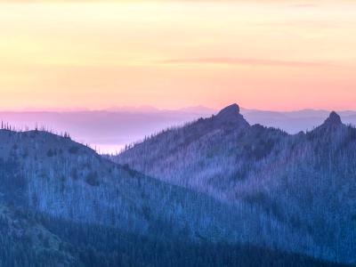 Sunset Panorama North From Hurricane Ridge (Click for full width)