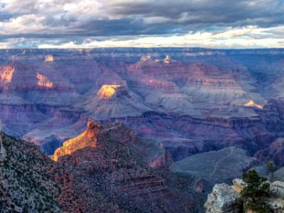 Bright Angel Trailhead Sunset Panorama (click for full width)