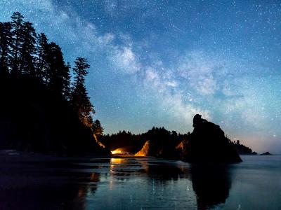 Ruby Beach Campfire and Milky Way