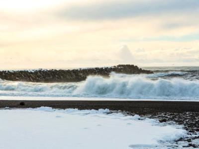 Strong Winter Surf on Black Sand Beach