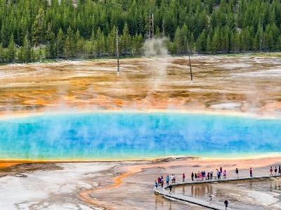 Tourists at Grand Prismatic Spring