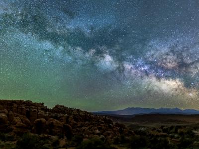 Blue-Green Milky Way over Fiery Furnace Hoodoos