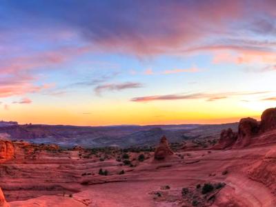 Delicate Arch Sunset Panorama  (Click for full width)