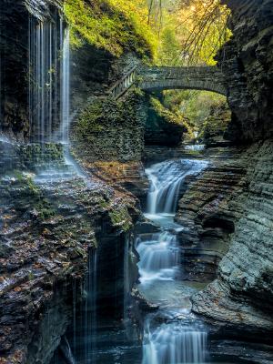 Rainbow Bridge and Falls in Autumn