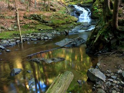 Watefall and reflective pool