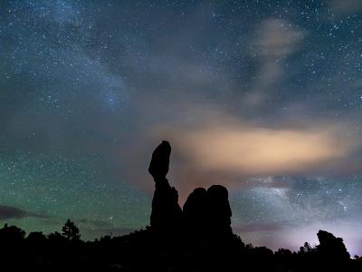 Cloudy Milky Sky & Balanced Rock Silhouette