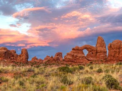 Arches Windows Sunset Panorama (click for full width)