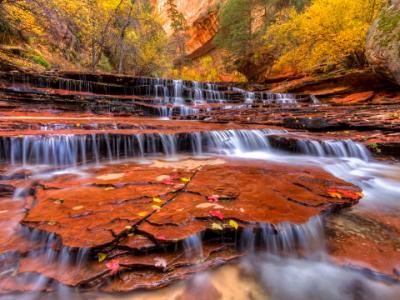 Red Waterfalls Wide Angle