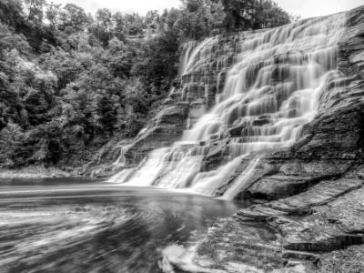 Ithaca Falls & Fall Creek Swirls B&W