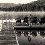 Heart Lake Dock Black and White Panorama (Click for full width)