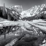 Dream Lake Spring Black and White