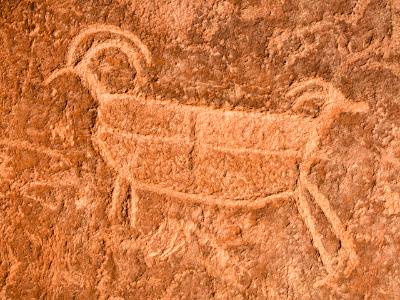 Two-Headed Big Horn Sheep Petroglyph