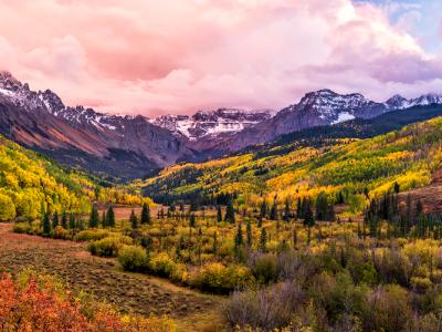 Sneffels Range Panoramic Valley Sunset (Click for full width)