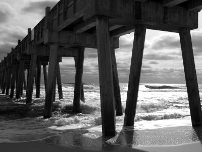 Pensacola Beach Fishing Pier (B&W)