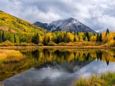 Warner Lake Ripples & Haystack Mountain Autumn Reflections (Click for full width)