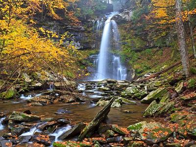 Platte Kill Falls Foggy Canyon