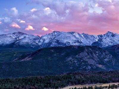 Continental Divide Pink Sunset Panorama (Click for full width)