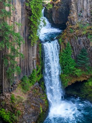 Toketee Falls Plunges into Blue Pool