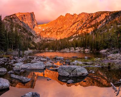 Colorful and Quiet Sunrise on Dream Lake Colorful and Quiet Sunrise on Dream Lake