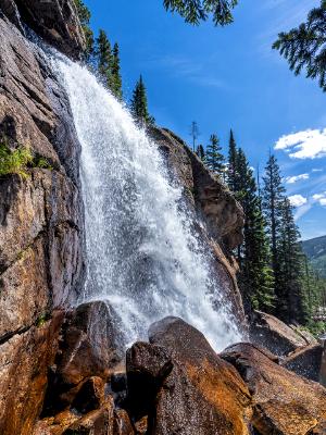 Sunny Ouzel Falls Spray Side View