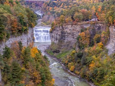 Letchworth Middle Falls & Genesee River Panorama