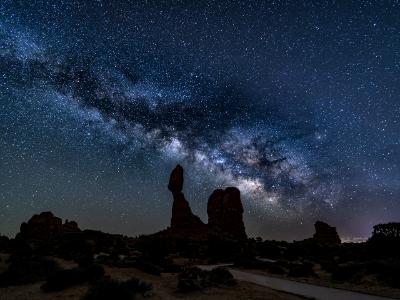 Milky Way over Balanced Rock Silhouette
