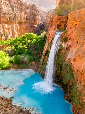 Havasu Falls Plunges into Turquoise Pool