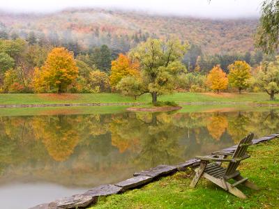 Adirondack Chair on Autumn Catskills Lake