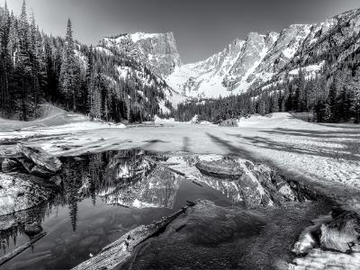 Dream Lake Spring Black and White