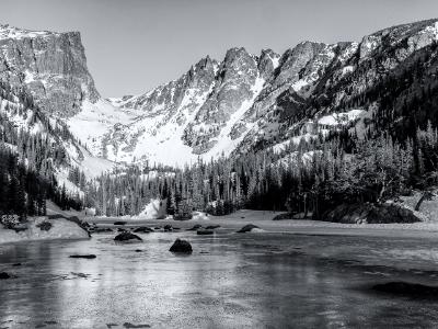 Frozen Dream Lake Morning Black & White