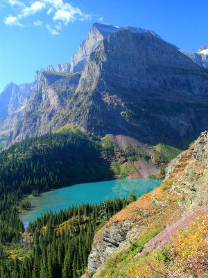 Grinnell Lake and Angel Wing Mountain