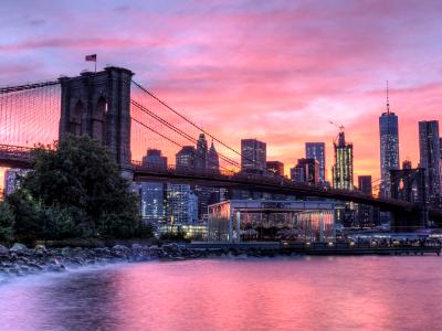 Brooklyn Bridge Pink Sunset 